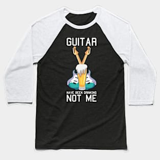 Funny Electric Guitar Graphic Design and Beer Guitarist Baseball T-Shirt